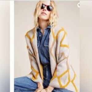 NWOT Anthropologie Sweater - One Size - Oversized Yellow, Grey